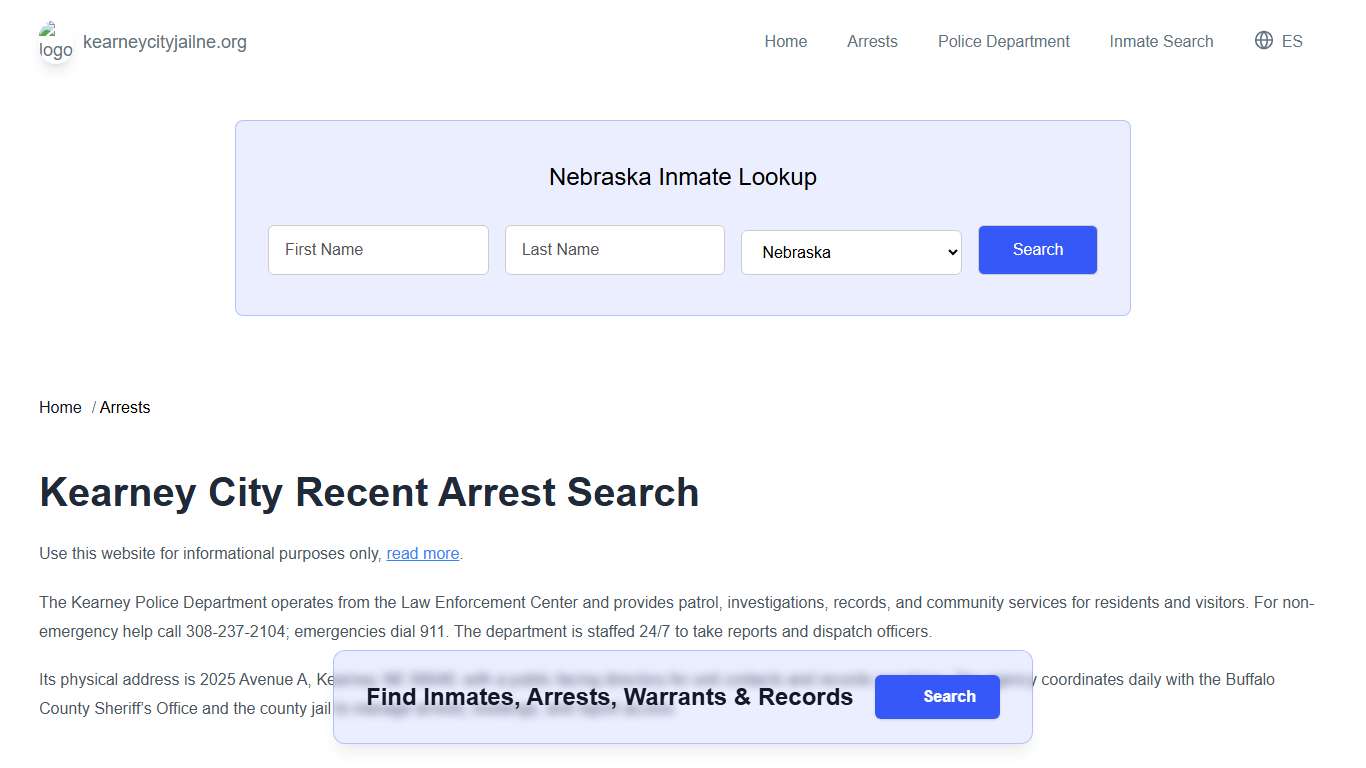 Kearney, NE Arrests, Active Warrants Lookup