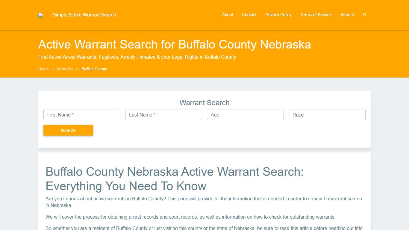 Active Warrant Search in Buffalo County Nebraska - Outstanding Warrants