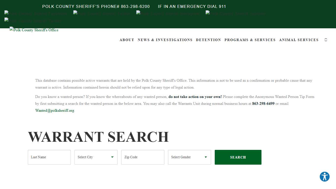 Warrants Inquiry | Polk County Sheriff's Office